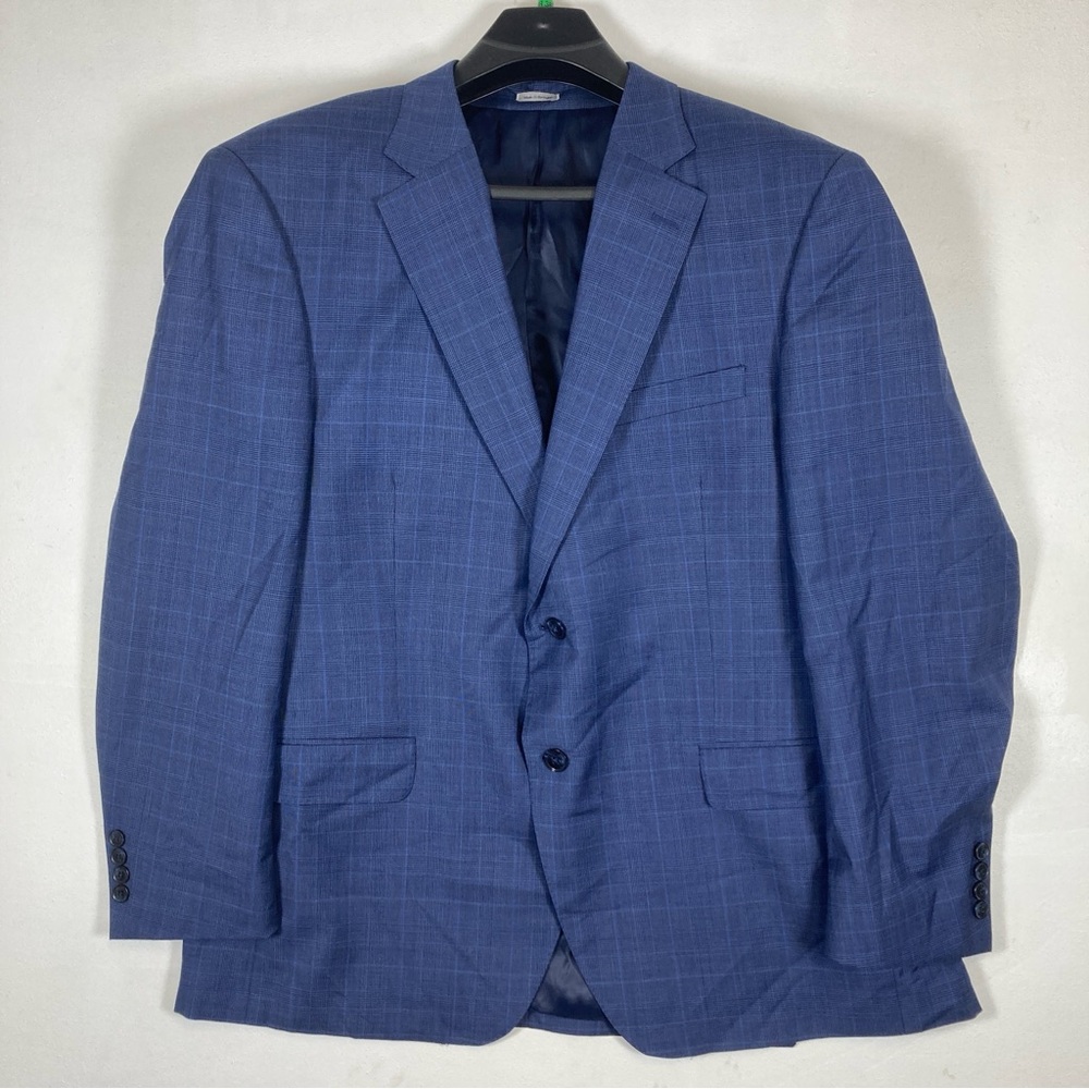 Peter Millar Sport Coat 48R Blue Plaid 100% Virgin Wool Blazer Classic Fit 00429